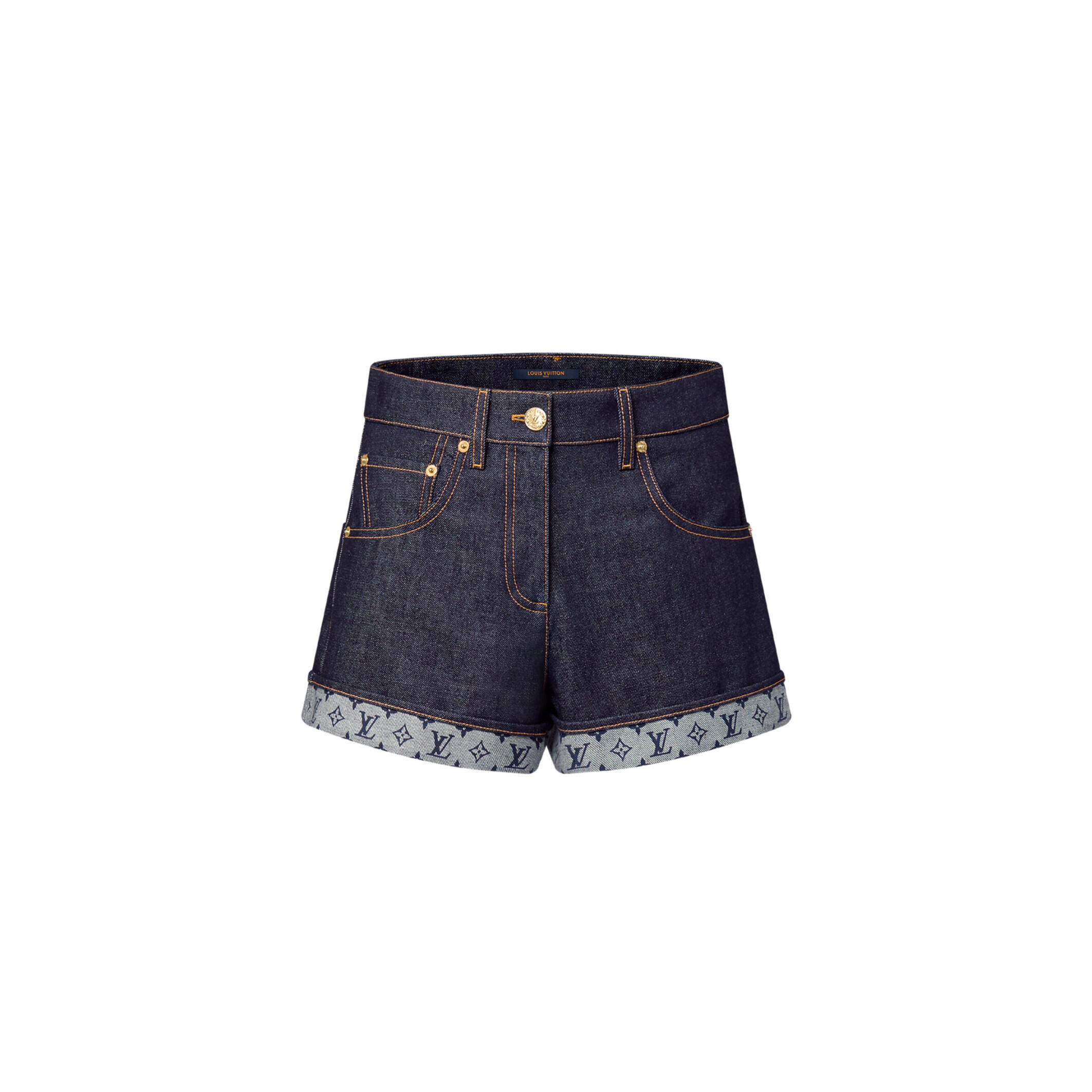 LOUIS VUITTON CUFFED HEM DENIM MINI SHORTS 1AI160 LOUIS VUITTON CUFFED HEM DENIM MINI SHORTS 1AI160